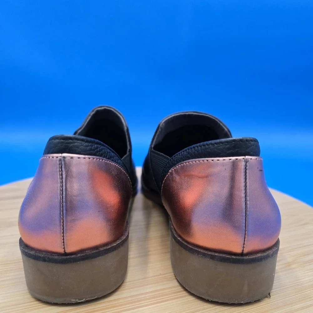 LOGO by Lori Goldstein Castiel Oxford Black Leather Slip On‎ Loafers EUC